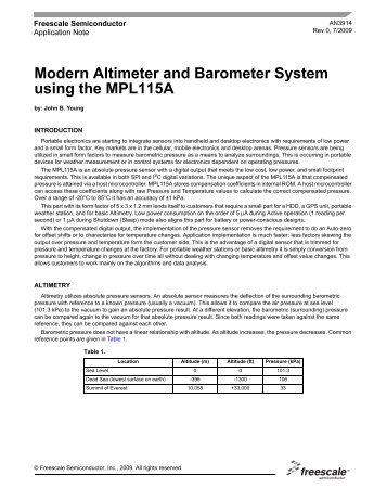 AN3914, Modern Altimeter and Barometer System using ... - Freescale