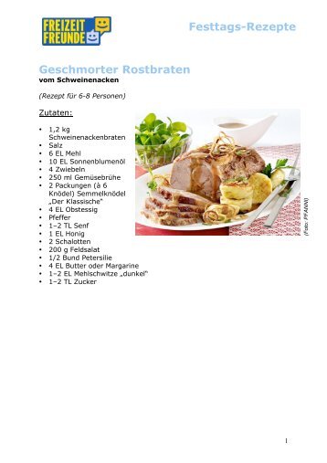 Festtags-Rezepte Geschmorter Rostbraten - Freizeitfreunde