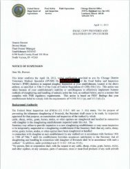 Notice of Suspension Letter from FSIS to EST. M34543 (April 11, 2013)