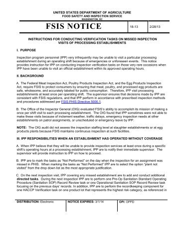 FSIS Notice 18-13 - Food Safety and Inspection Service