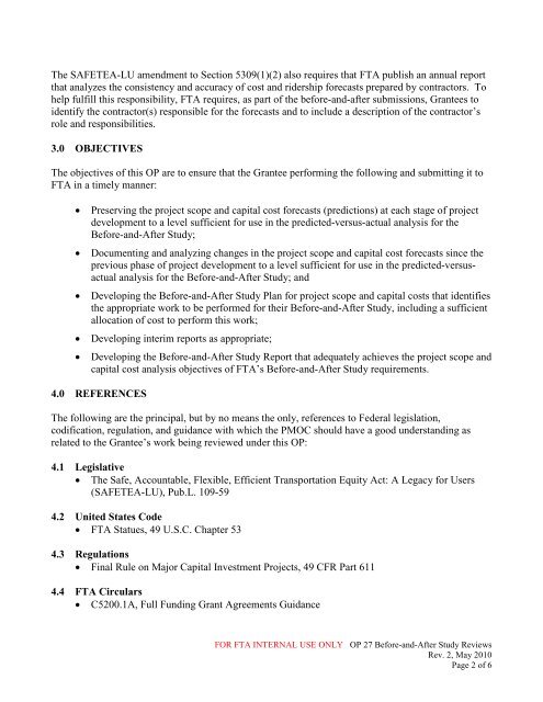 OP27 Before-and-After Study Review - Federal Transit Administration