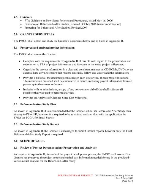 OP27 Before-and-After Study Review - Federal Transit Administration