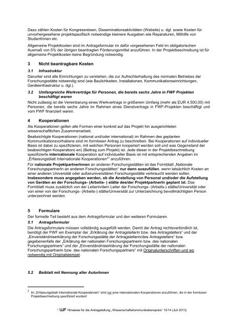 FWF - Antragsunterlagen - Einzelprojekte - Antragsrichtlinien