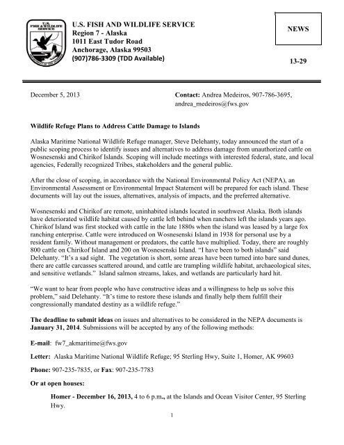 Press Release - U.S. Fish and Wildlife Service