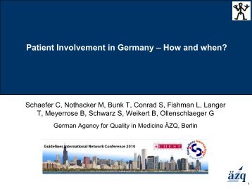 Patient Involvement in Germany - Guidelines International Network