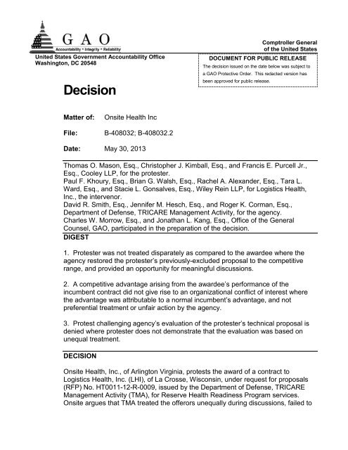 View Decision (PDF, 11 pages) - US Government Accountability Office