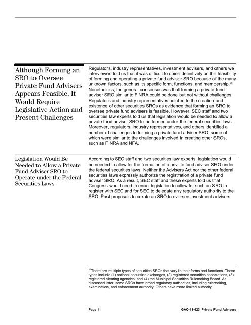 GAO-11-623 Private Fund Advisers: Although a Self-Regulatory ...