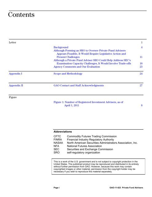 GAO-11-623 Private Fund Advisers: Although a Self-Regulatory ...