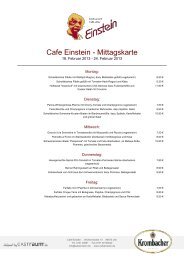 Cafe Einstein - Mittagskarte - GastRaum