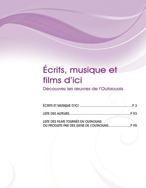 Ecrits Musique Et Films D Ici Ville De Gatineau