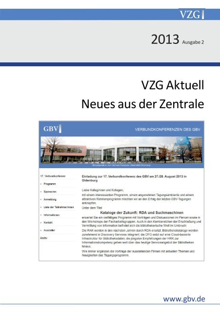 VZG Aktuell Neues aus der Zentrale - GBV