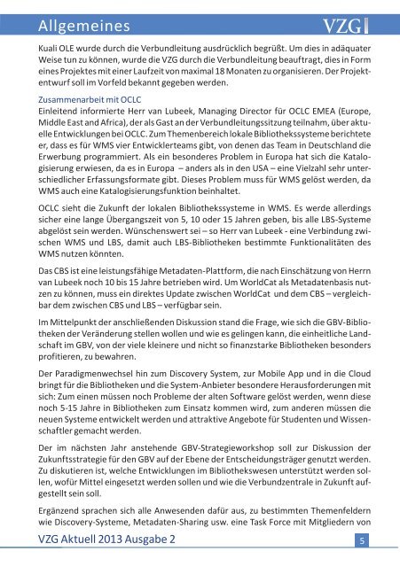 VZG Aktuell Neues aus der Zentrale - GBV