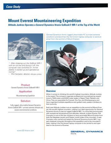 Mount Everest Mountaineering Expedition - General Dynamics Itronix