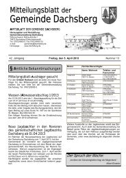 Mitteilungsblatt Nr. 13 vom 05.04.2013 - Gemeinde Dachsberg