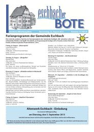 Ferienprogramm der Gemeinde Eschbach