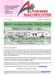 Liebe Gemeindemitglieder, am 08. Mai 2013 startete der FV Altheim ...