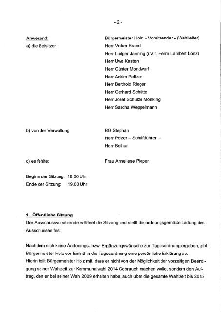 Niederschrift - Gemeinde Senden