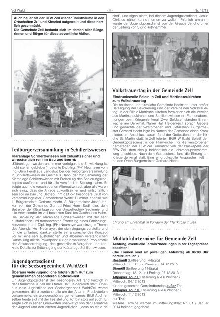 Verwaltungsgemeinschaft Wald Mitteilungsblatt der - Gemeinde WALD
