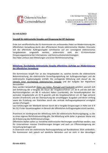 EU-Info 6/2013 Vorstoß für elektronische Vergabe und Einsparung ...