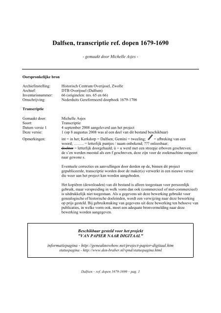 Dalfsen, transcriptie ref. dopen 1679-1690 - Geneaknowhow.net