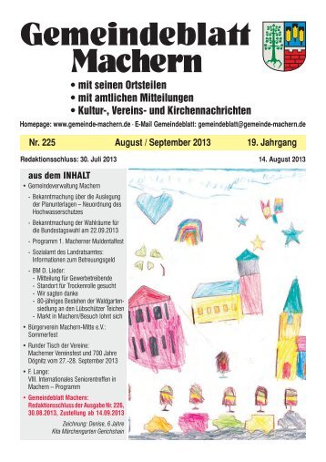 Amtsblatt Nr. 225 August 2013 - Gemeinde Machern