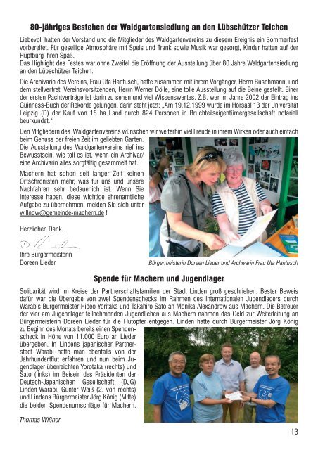 Amtsblatt Nr. 225 August 2013 - Gemeinde Machern