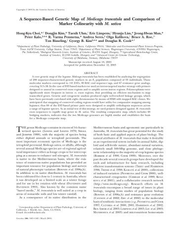 A Sequence-Based Genetic Map of Medicago truncatula ... - Genetics