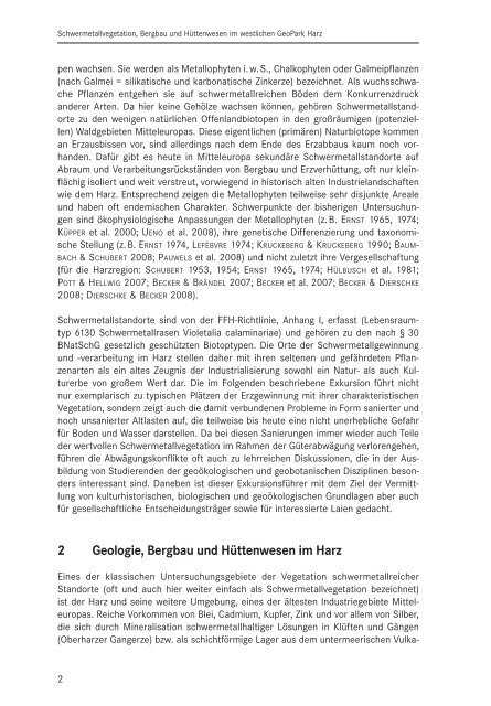 Schwermetallvegetation, Bergbau und Hüttenwesen im westlichen ...