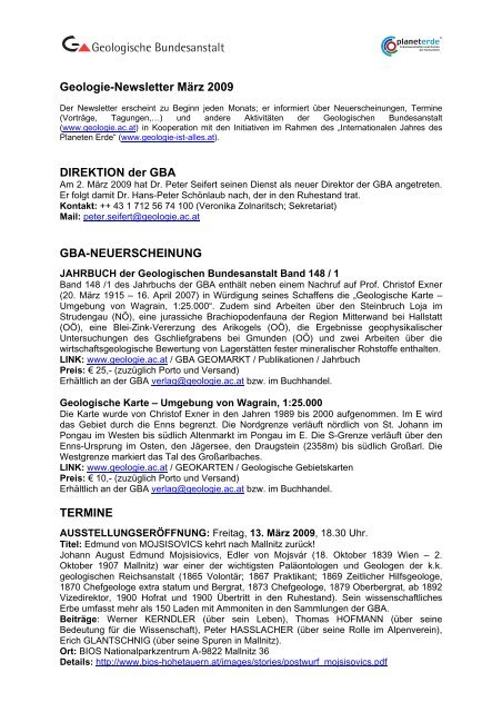 Newsletter 03/2009 - Geologische Bundesanstalt