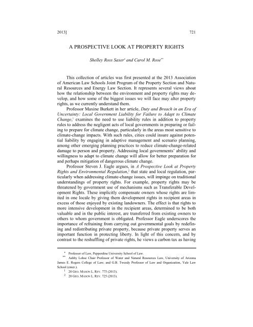 A Prospective Look at Property Rights - George Mason Law Review
