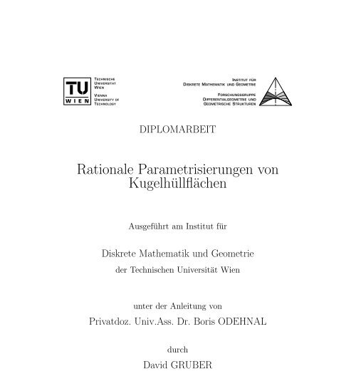 Rationale Parametrisierungen von Kugelhüllflächen - and Geometry