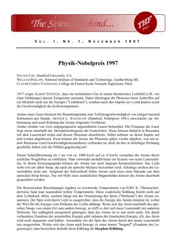 Vol. I, Nr. 1, Physiknobelpreis 1997 - Gibb-laboranten.ch