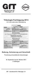 Programmheft Fachtagung_2013.cdr - Gesellschaft für Tribologie eV