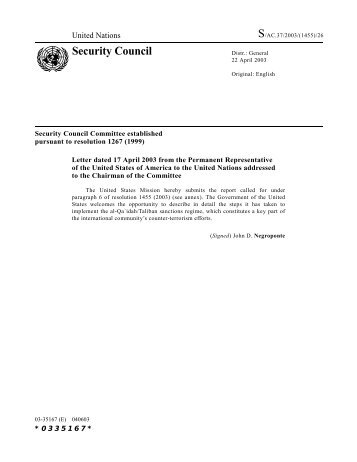 Report of the Government of the United States called for under ...