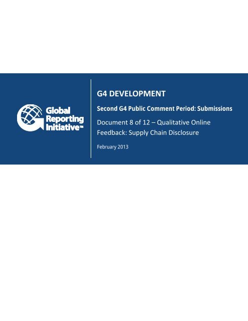 Qualitative Online Feedback: Supply Chain Disclosure - Global ...