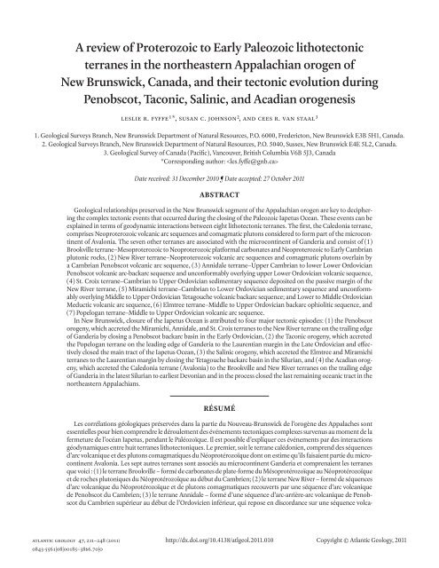 A review of Proterozoic to Early Paleozoic lithotectonic terranes in ...