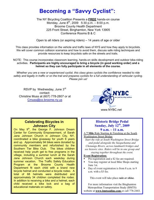 BROOME COUNTY TRAFFIC SAFETY BOARD NEWSLETTER June ...