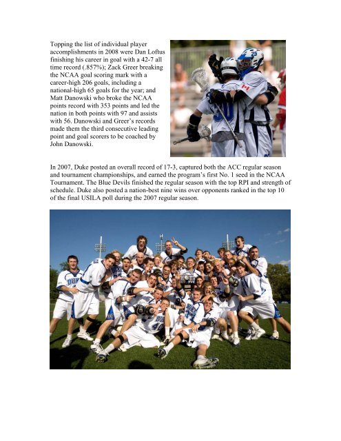 Duke Lacrosse Update - Duke University Athletics