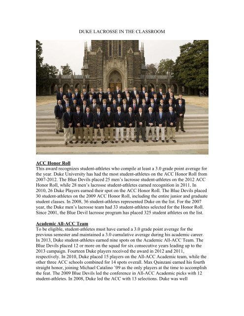 Duke Lacrosse Update - Duke University Athletics