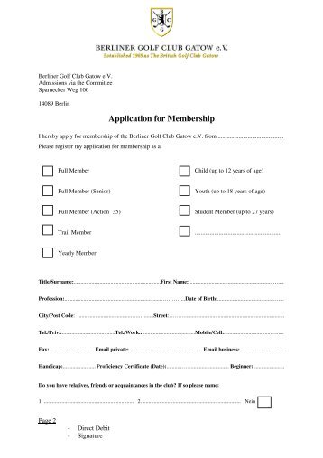 Application Form 2012 (English Language) - Berliner Golf Club ...