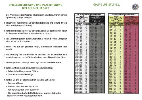 Wettspielkalender 2010 - Golf-Club Sylt