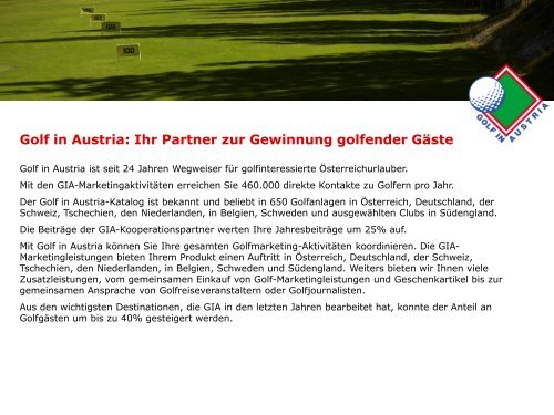 Golf in Austria-Marketingplan