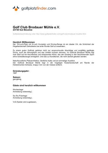 Golf Club Brodauer Mühle e.V., 23730 Gut Beusloe - golfplatzfinder ...