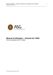 Manuel d'utilisation – Intranet de l'ASG - Association Suisse de Golf