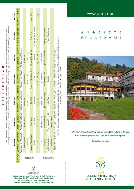 Gesundheits Und Vitalcenter Gollee Www Gollee De A N G E B O T E