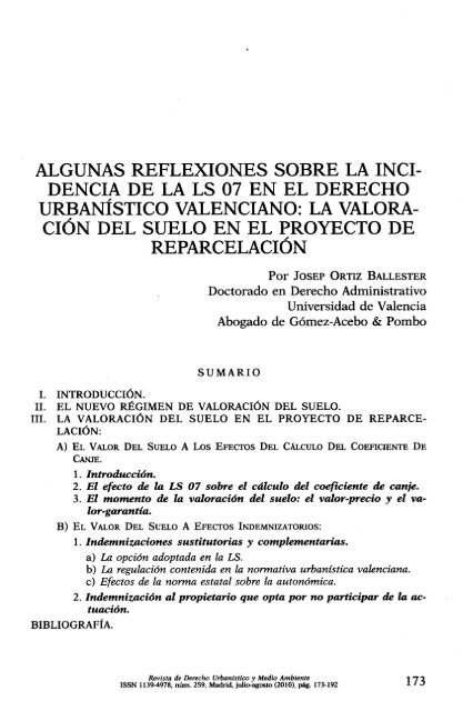 Algunas reflexiones sobre la incidencia de la LS 07 en el Derecho ...