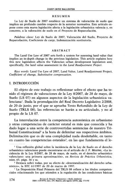 Algunas reflexiones sobre la incidencia de la LS 07 en el Derecho ...