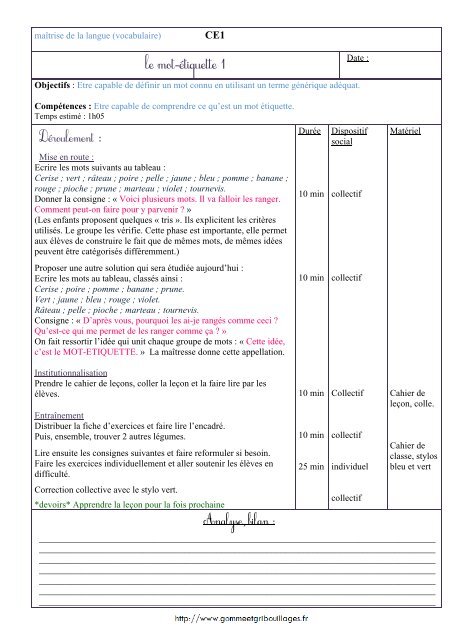 Ce1 Le Mot Etiquette 1 Gomme Gribouillages