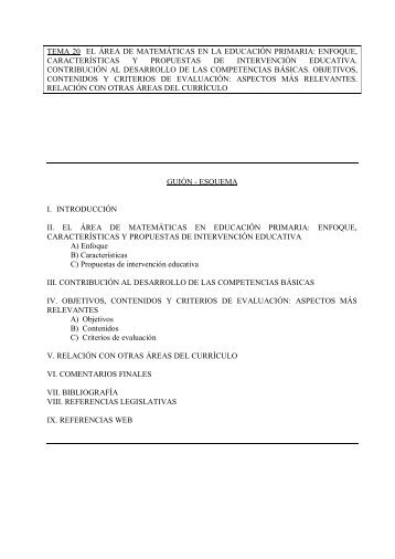 tema 20 el área de matemáticas en la educación primaria