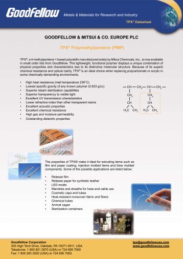 TPX® Datasheet - Goodfellow